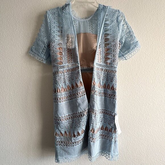 Bardot New Brenda Light Blue Lace Sheath Short Dress Size US 4/ XS - Picture 6 of 9